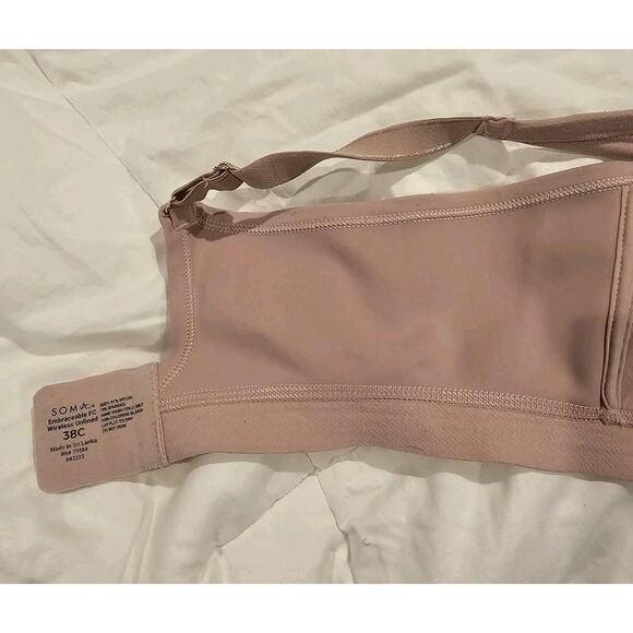 Soma Embraceable FC Wireless Unlined Bra 38C Pink Nude Back Close Hook Eye - Picture 4 of 7